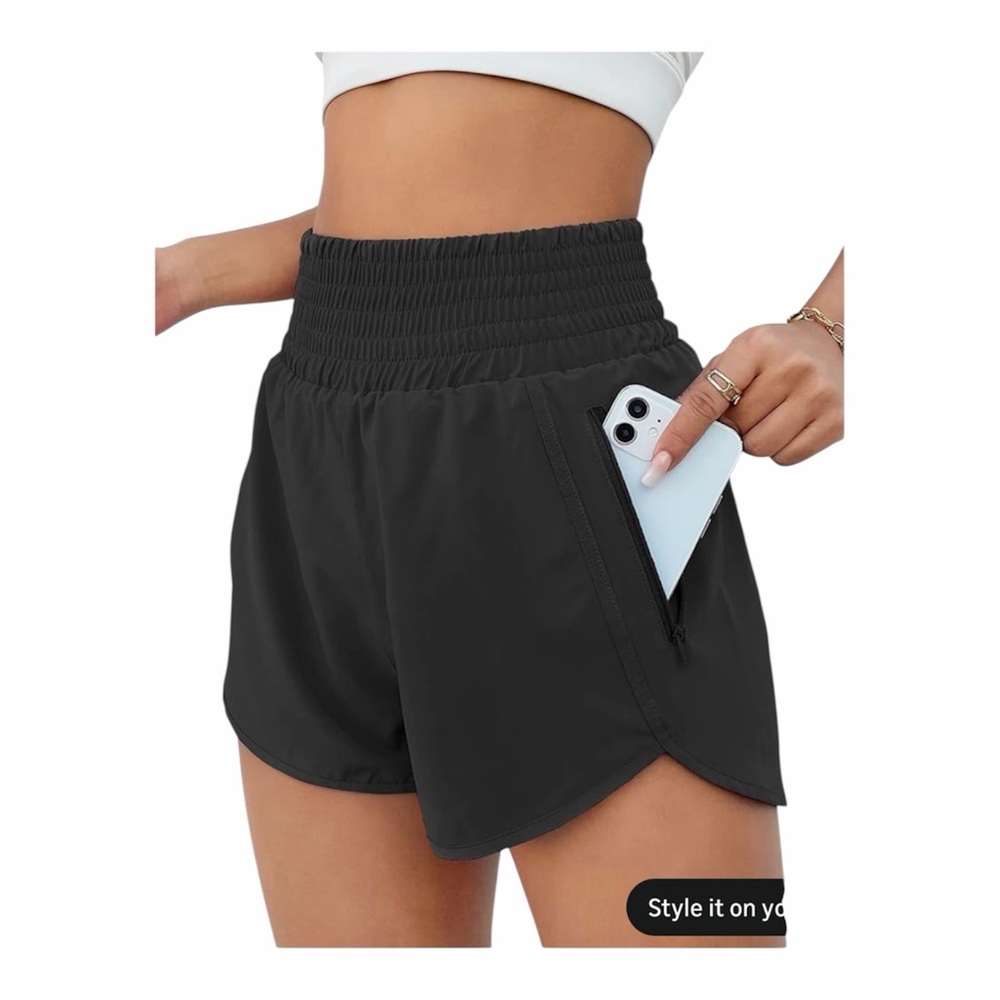 Women's Black Running Shorts - Picture 2 of 5